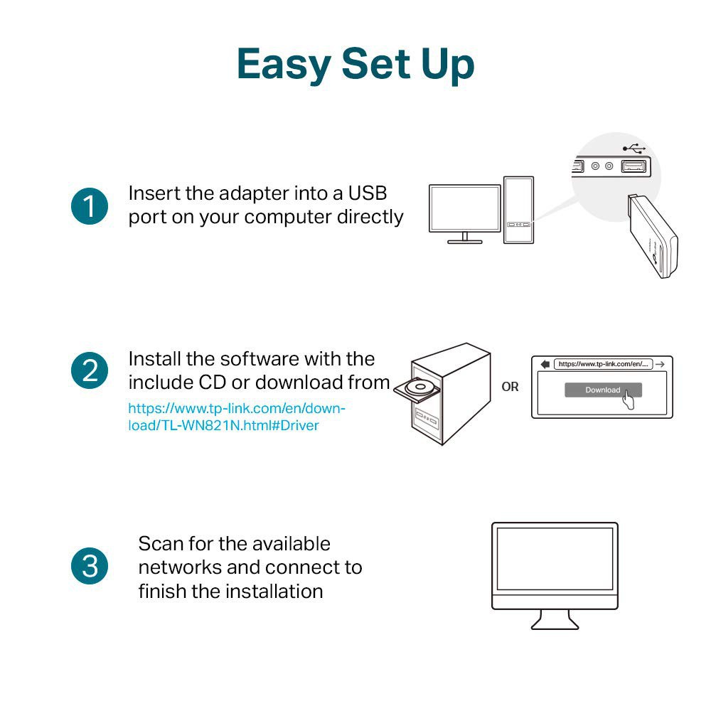 USB nhận WiFi TP-Link 300Mbps TL-WN821N | BigBuy360 - bigbuy360.vn