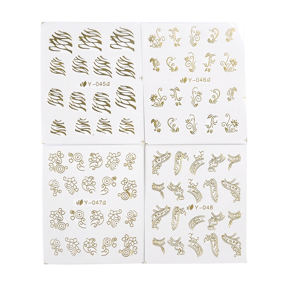 30 Miếng Dán Móng Hình Nhện Màu Vàng / Bạc