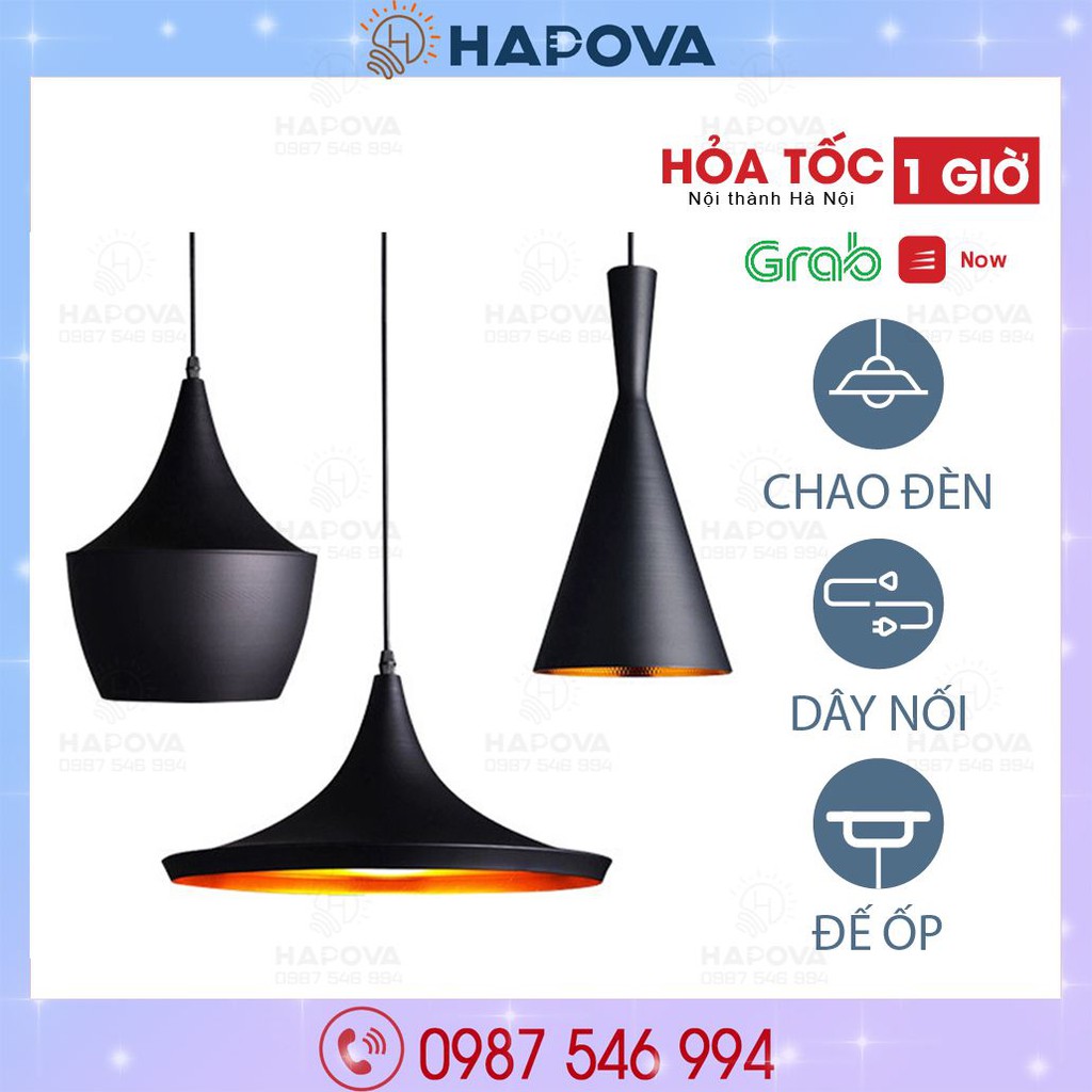 Bộ 03 đèn trần thả trang trí bàn ăn phòng khách Bắc Âu HAPOVA DIPAT 5003/3 + tặng kèm bóng led AS Vàng