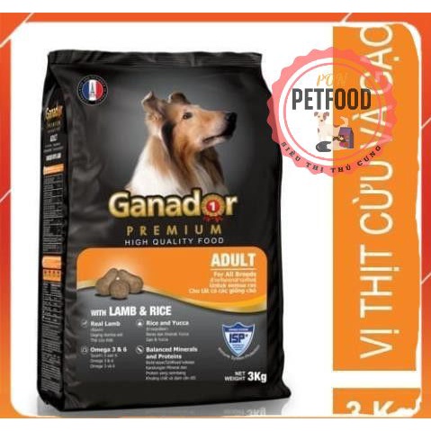 Thức ăn cho chó trưởng thành vị thịt cừu và cơm Ganador Adult Lamb and Rice 3kg