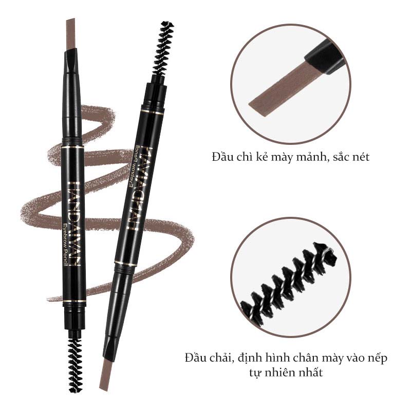 Chì Kẻ Mày Siêu Mảnh Hai Đầu HANDAIYAN 5 Màu Sắc Không Thấm Nước Lâu Trôi B1