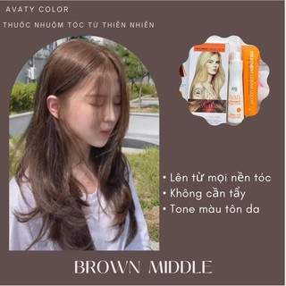 Thuốc Nhuộm Tóc Từ Thiên Nhiên AVATY Màu Brown Middle ( Sale gốc)