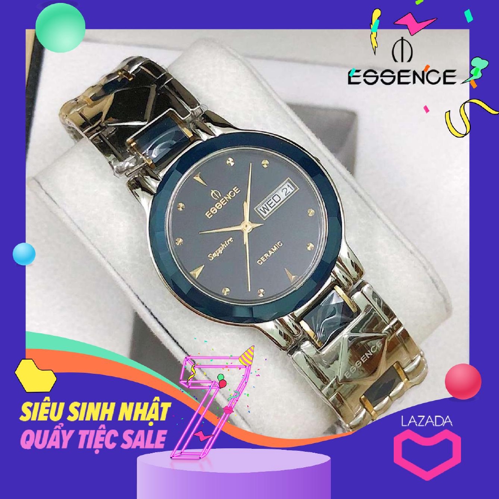 Freeship 99k TQ_[Tặng pin] Đồng hồ Essence nam trắng đá xanh (Kính saphire, chống nước, bảo hành 12 tháng) | BigBuy360 - bigbuy360.vn