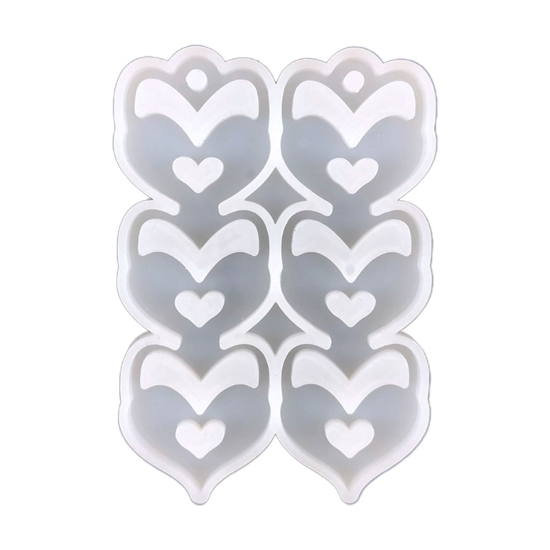 1 Khuôn Silicone Hình Trái Tim Làm Bông Tai DIY 6 Cái