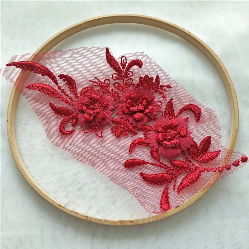 Miếng Vải Ren Thêu Hoa Ba Chiều Nhiều Màu Dùng May Quần Áo diy