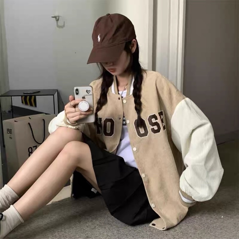 Áo khoác bomber nam nữ thu đông choose,vải nhung tăm 2 màu phom rộng
