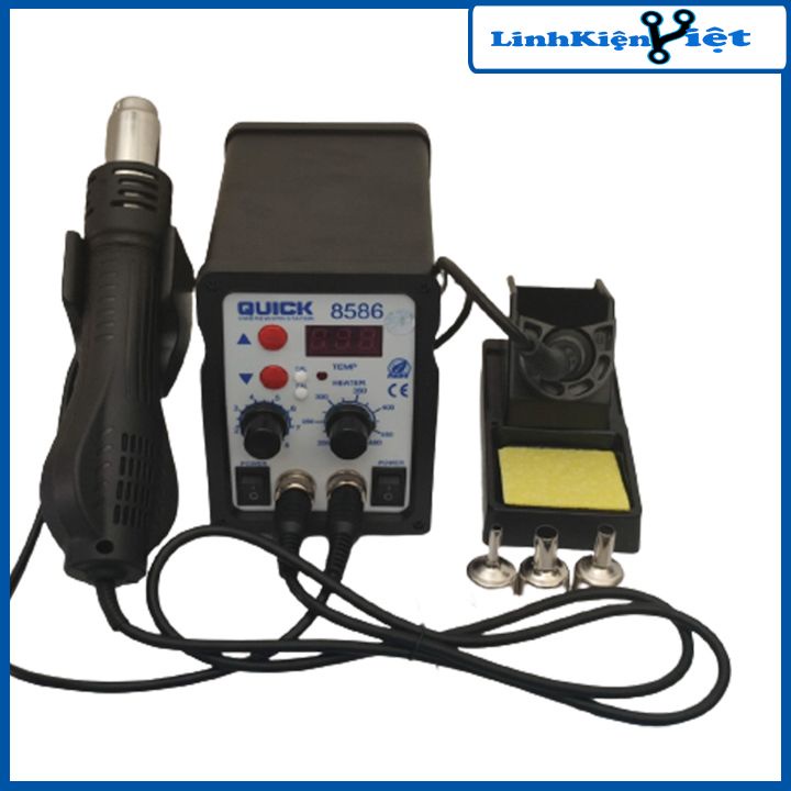 Máy hàn khò điện tử QUICK 8586 2 trong 1 điện áp 220V chỉnh nhiệt công nghệ mới
