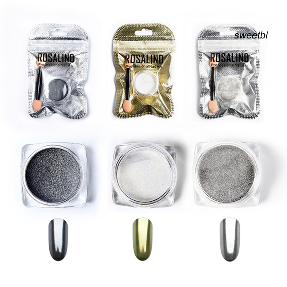 Nhũ kim tuyến trang trí móng tay Rosalind hiệu ứng tráng gương kèm que xốp diy
