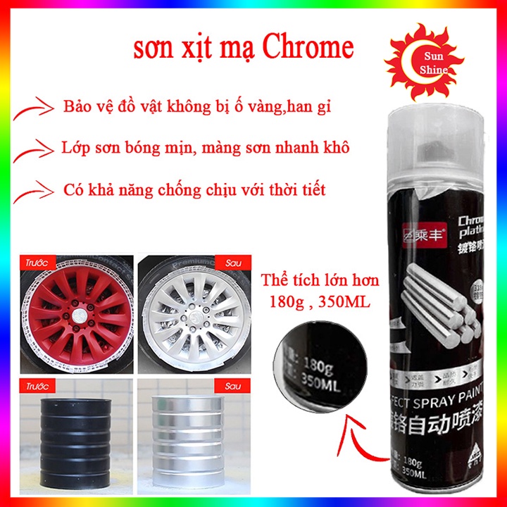 Sơn Xịt Mạ Crom Inox Có Hiệu Ứng Tráng Gương Soi , Chrome Thái Lan 350ml - Bình Sợn Xịt Mạ Chrome Mạ Kẽm