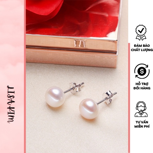 Bông tai hạt nụ size 6-6,5 li chốt bạc S925