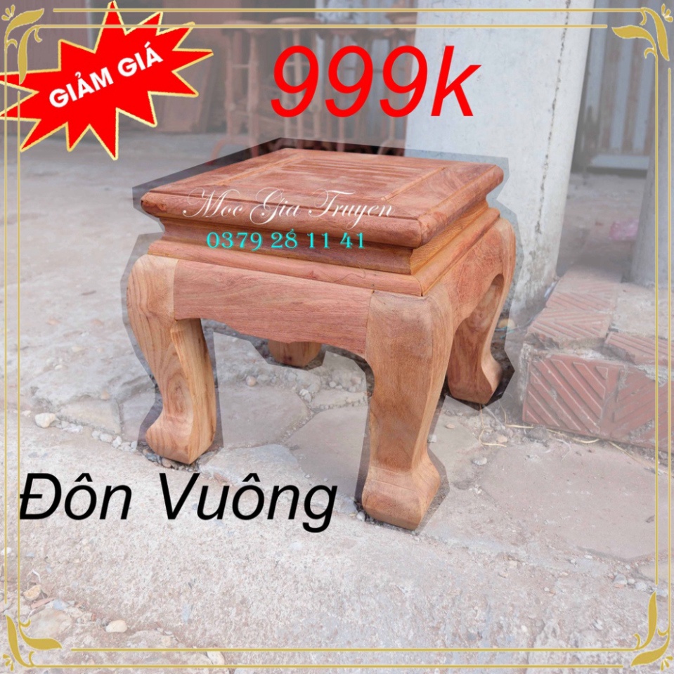 Kỷ Vuông đôn ghế ngồi trơn gia đình gỗ hương vuông 35 cao 40cm