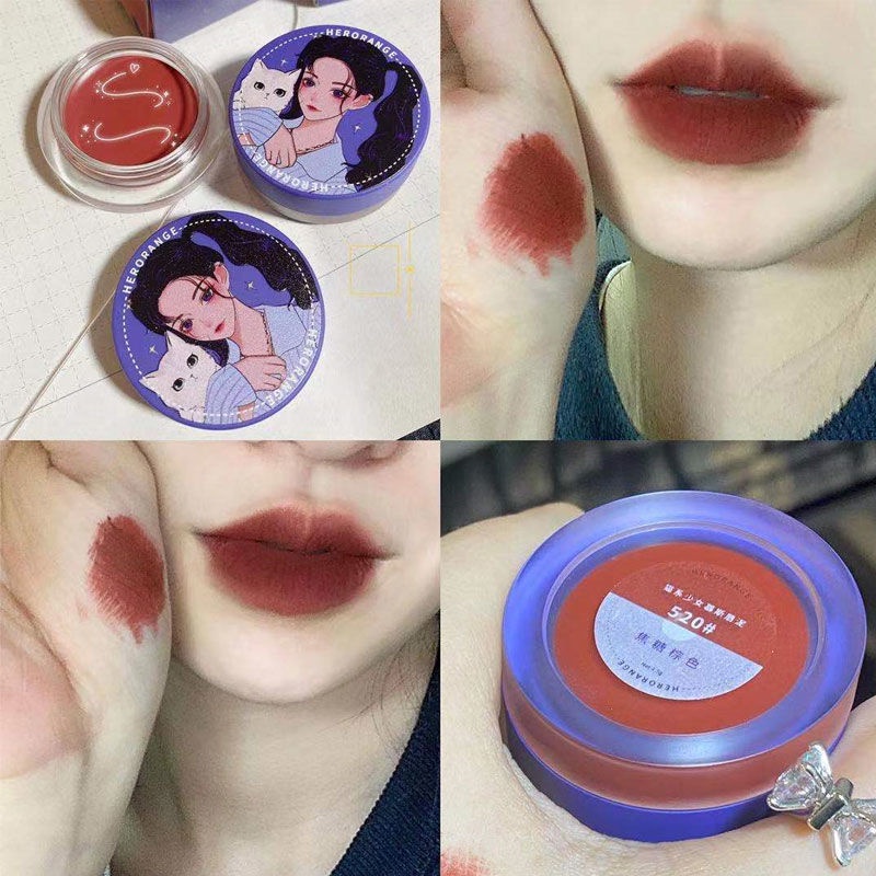 [Hàng mới về] Son lì Herorange chống thấm nước thiết kế hình mèo xinh xắn đáng yêu