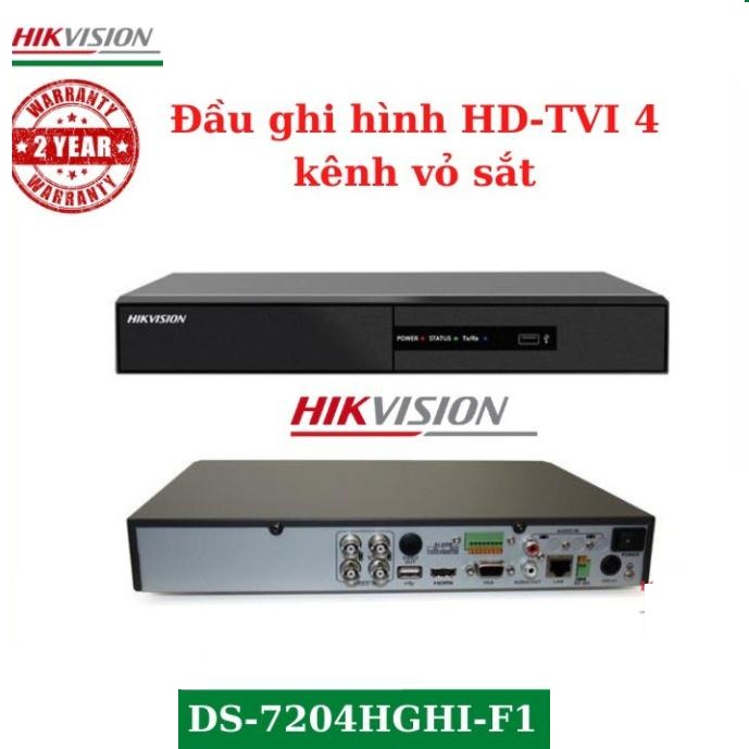 Đầu ghi camera hikvison 4 kênh vỏ sắt DS-7204HGHI-F1, Tối đa 4 kênh Analog + 1 kênh IP