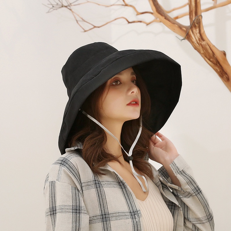 Nón Bucket Chống Tia Uv Vành Rộng Che Mặt Chống Tia Uv Phong Cách Hàn Quốc Thời Trang Mùa Hè Cho Nữ