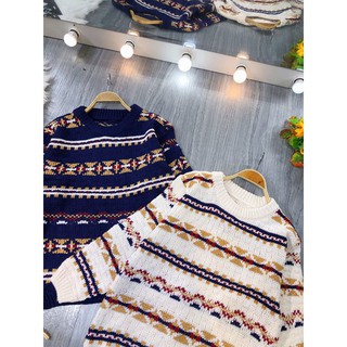 Áo len thổ cẩm oversize mặc đôi nam nữ