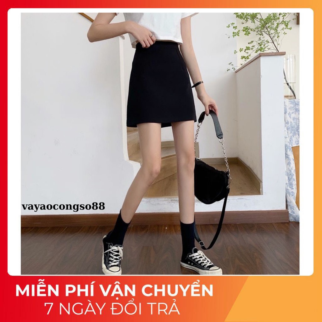 Quần váy chữ A, quần váy nữ ngắn vải thun co giãn form đẹp tôn dáng màu đen freesize