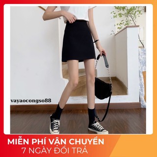 Quần váy chữ A, quần váy nữ ngắn vải thun co giãn form đẹp tôn dáng màu đen freesize
