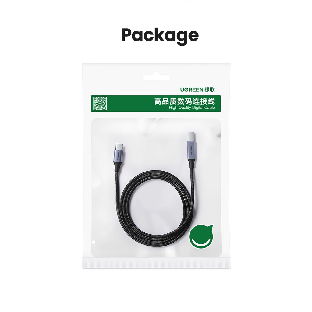 Dây cáp UGREEN điều hợp USB C qua USB loại B cao cấp chuyên dụng