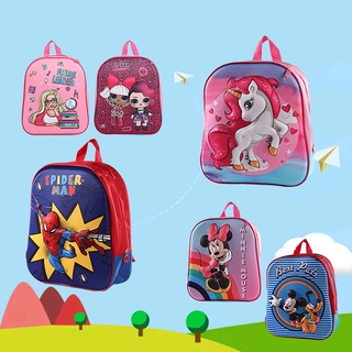 Lol Unicorn Frozen Mickey Spiderman 3d School Bag Kids Girl Backpack Canvas Perempuan Beg Sandang Galas