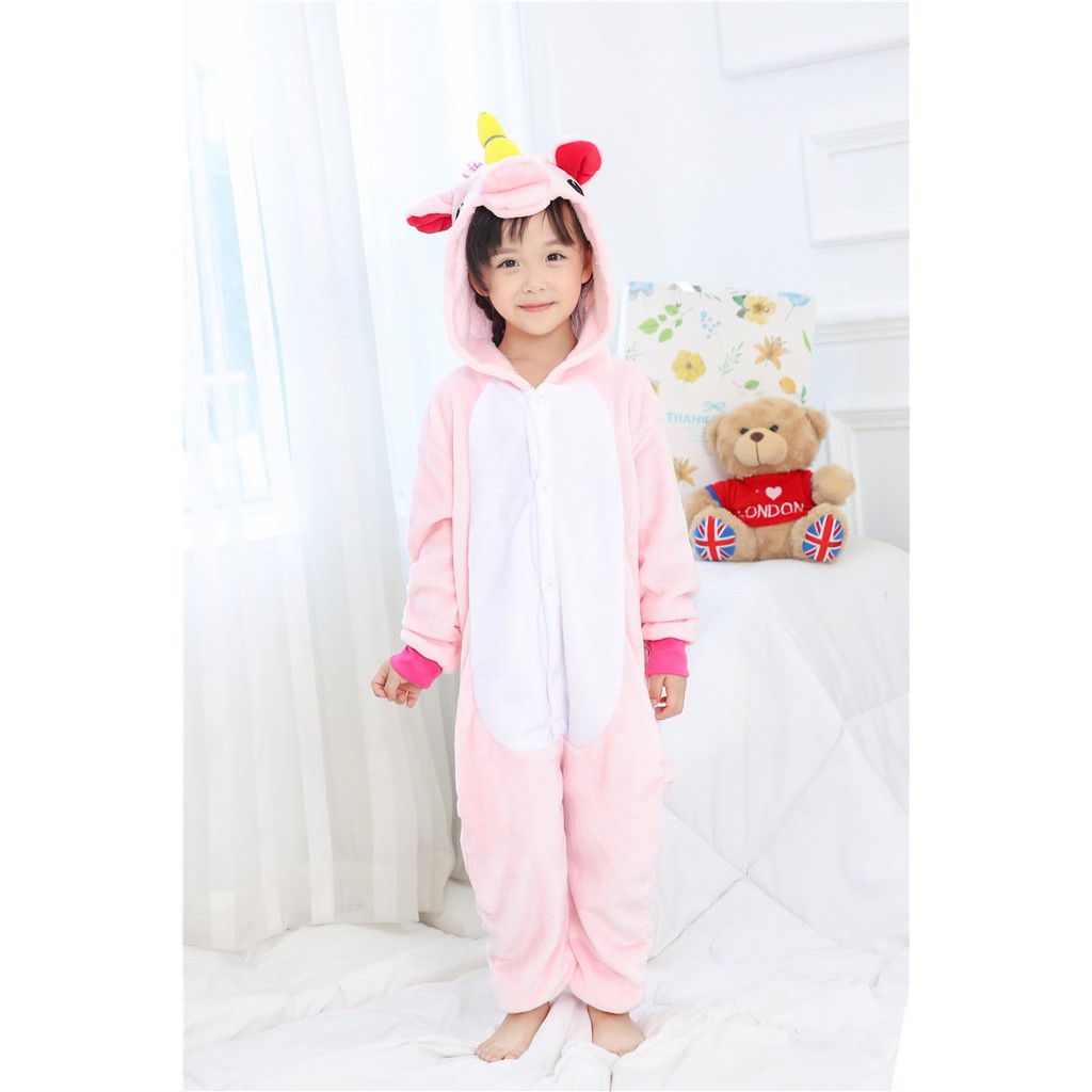 Pink Unicorn Kigurumi Onesie Adult Women Pajama Anime Cosplay Animal Costume Party Jumpsuit Halloween Allover Onepiece