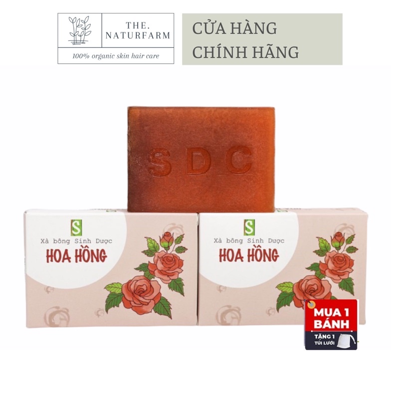 Xà bông hoa hồng sinh dược 100% thiên nhiên , xà bông giảm mụn lưng sáng da hữu cơ