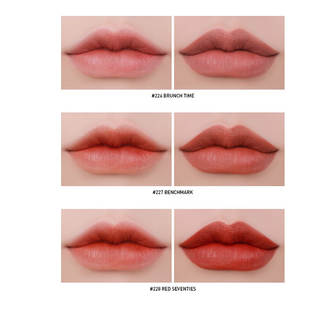 Son Thỏi Siêu Hot 3CE Matte Lip Color #228 Red Seventies: Tone đỏ đất thời thượng