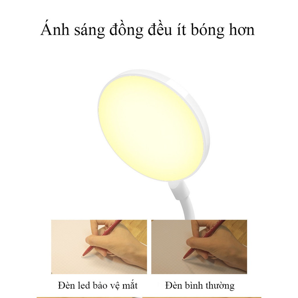 Đèn Bàn Học Đọc Sách,Làm Việc(Học Sinh,Sinh Viên,Văn Phòng)Cao Cấp Kẹp Bàn,3 Mức Độ Ánh Sáng Vàng Bảo Vệ Mắt Pin 2500mAh