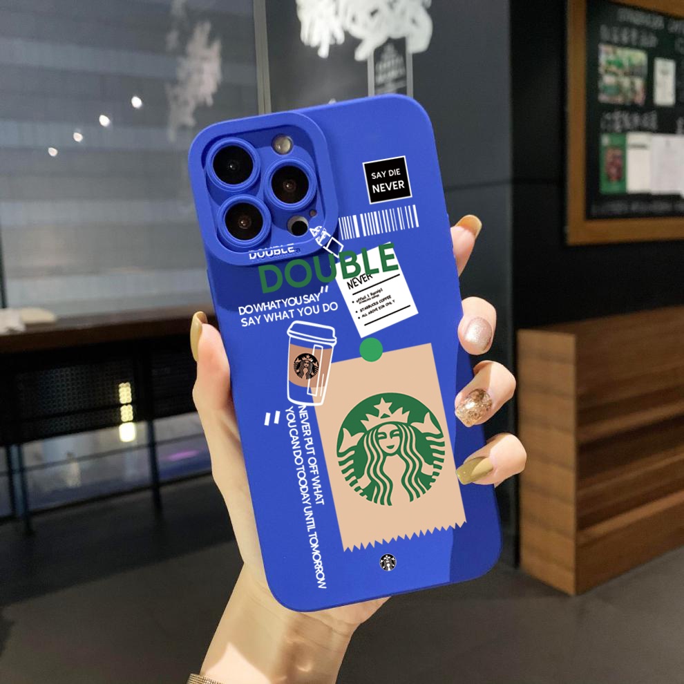 Ốp Điện Thoại Cạnh Vuông Họa Tiết Starbucks Cho Samsung Galaxy A33 A53 A73 5G A32 A52S A72 A31 A41 A71