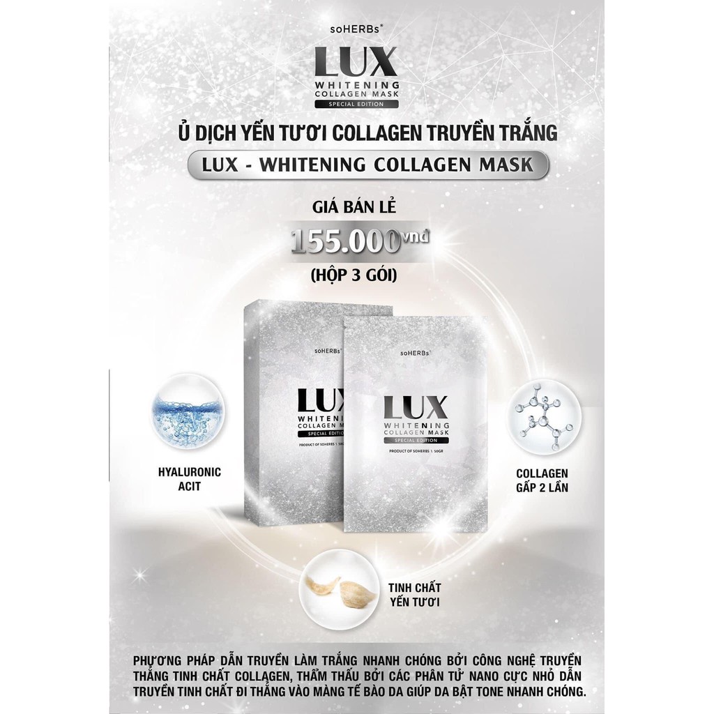 Ủ Dịch Yến Tươi Collagen Truyền Trắng Lux soHERBs