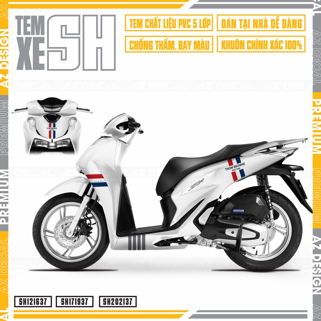 Tem Xe SH 2012 - 2022 Phong Cách Thom Brownee | SH37 | Decal Rời Dễ Dán, Chống Nước, Chống Phai Màu