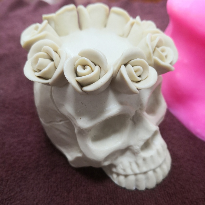 Khuôn Silicone Làm Chân Nến Hình Đầu Lâu Hoa