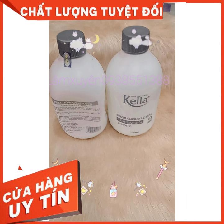 Bộ DẬP-UỐN COLLAGEN KELLA TRẮNG 750MLFREESHIPduỗi tóc thẳng tự nhiên ,mềm mượt ,lưu giữ độ ẩm, bảo vệ tóc [chính hãng]