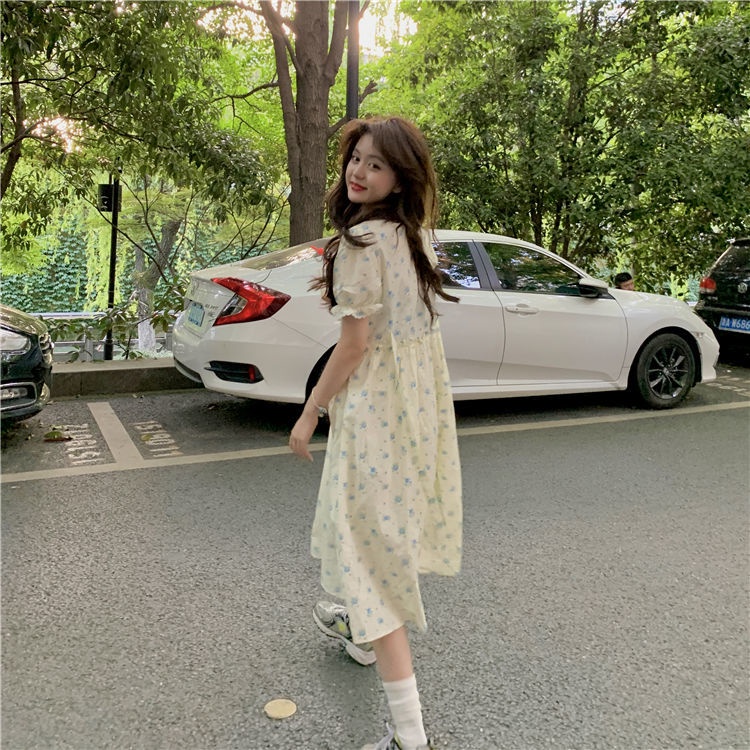 Đầm Hoa Tay Phồng Phối Ren Thời Trang Mùa Hè Pháp Mới 2021