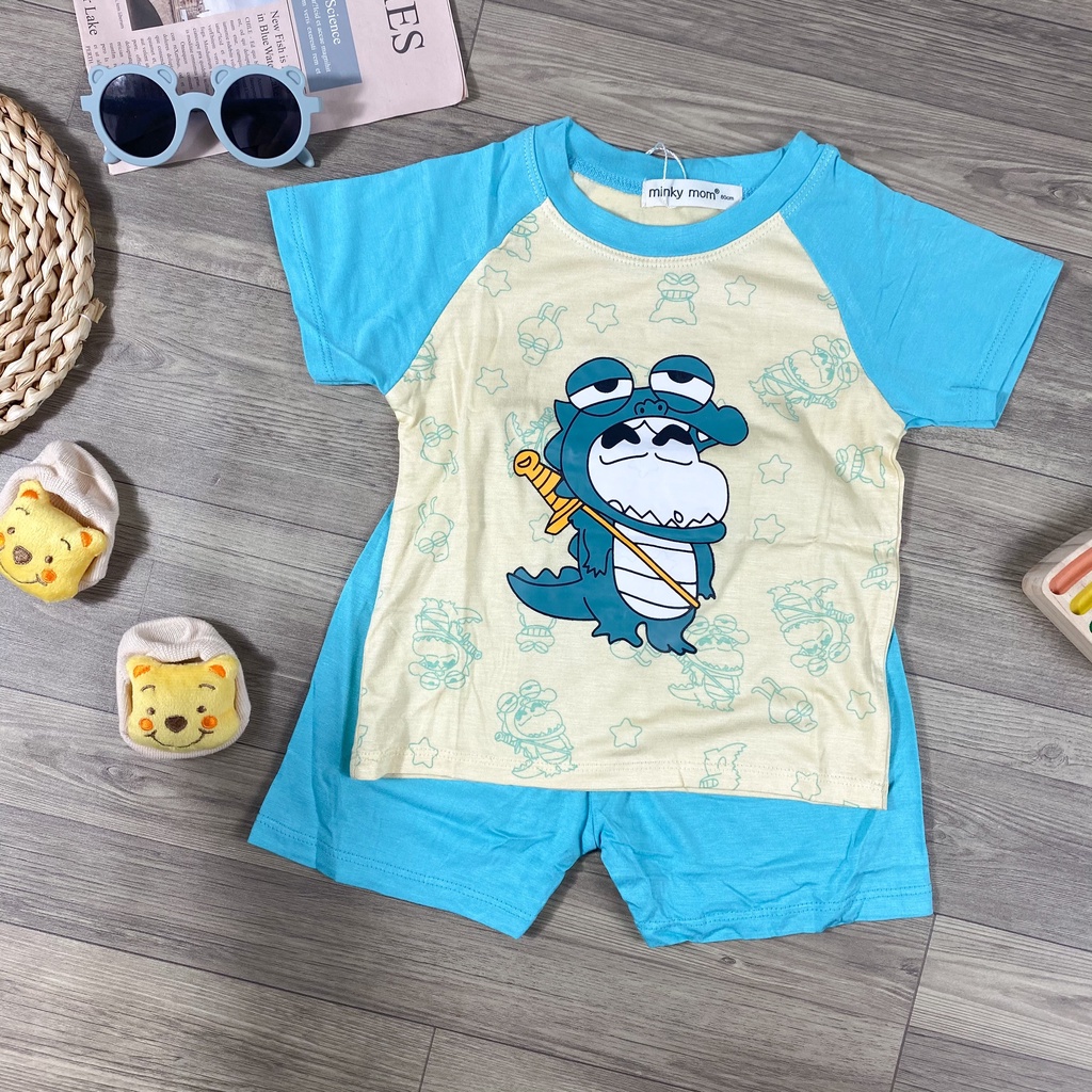 [Bé:6-27kg] Set Bộ Cộc Tay Minky Mom, Vải Thun Lạnh Thoáng Mát Mùa Hè, In Động Vật Dễ Thương - Mã: TN-IN88