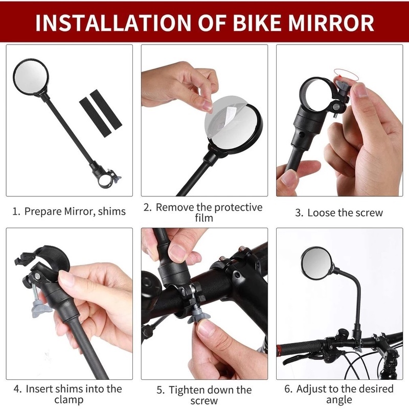 Gương chiếu hậu gắn tay lái xe đạp điện có thể uốn cong tiện lợi