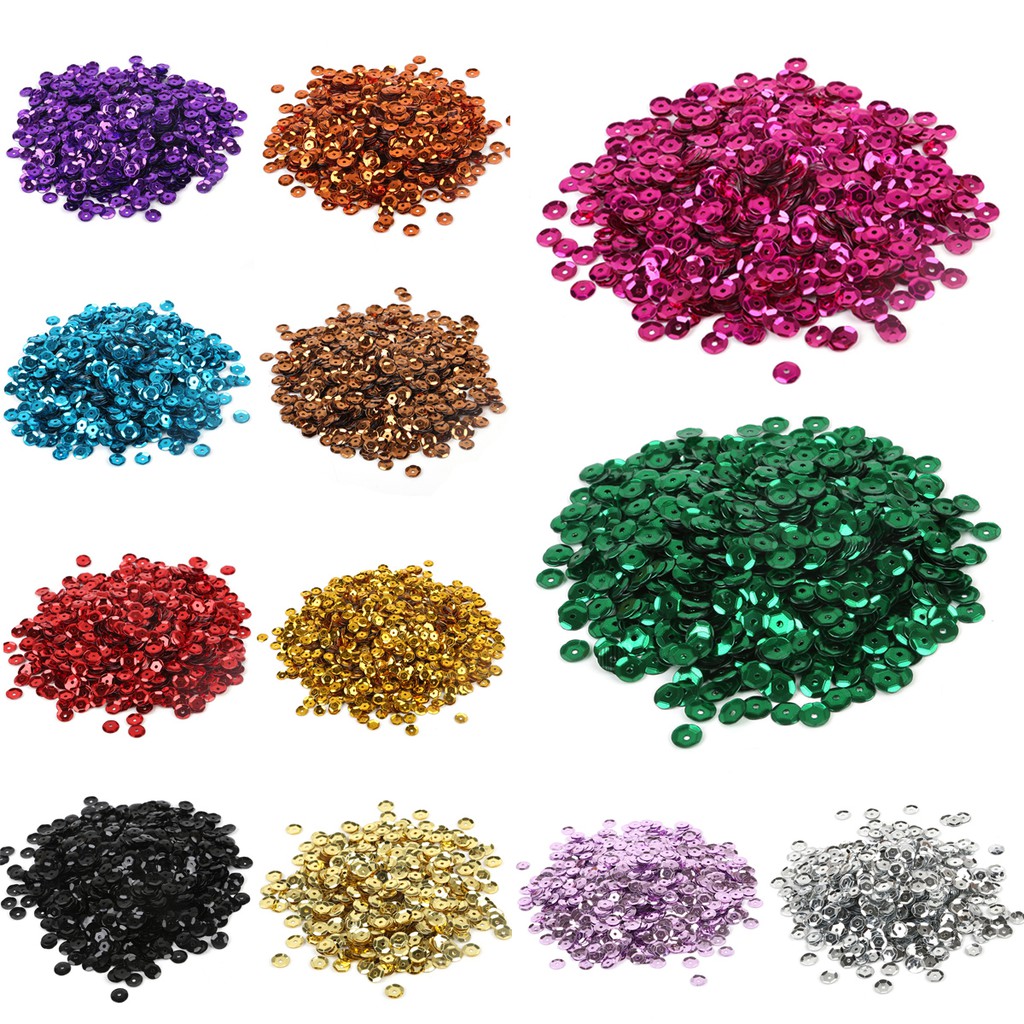 Set 1200 hạt kim sa tròn 6mm nhiều màu sắc lấp lánh chuyên dụng trang trí quần áo làm thủ công diy