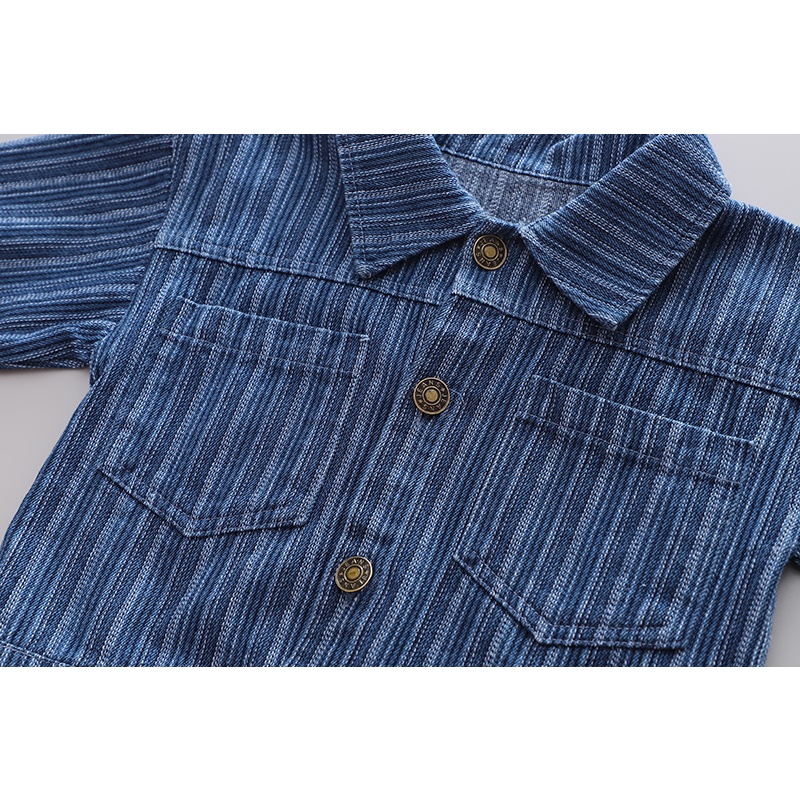 Set Áo Khoác Tay Dài + Quần Denim Họa Tiết Hoạt Hình Phong Cách Hàn Quốc Dễ Thương Cho Bé Trai / Gái 80-120cm