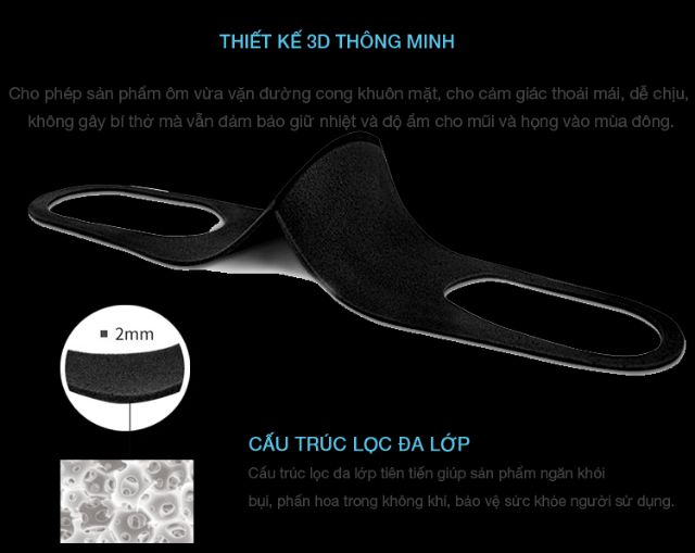 Khẩu trang vải su 2 lớp dầy thoáng khí giặt được size người lớn mã SU15 | BigBuy360 - bigbuy360.vn