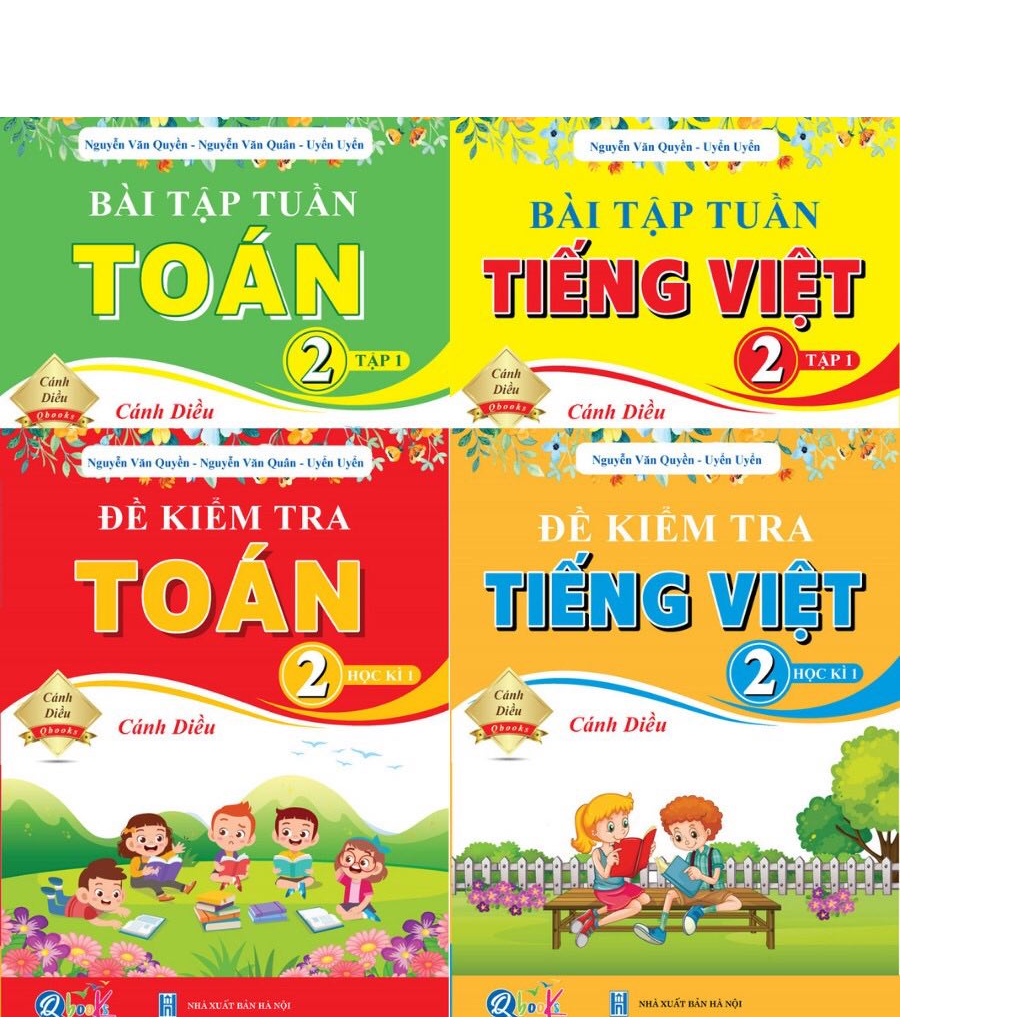 Sách - Combo Bài Tập Tuần và Đề Kiểm Tra Toán - Tiếng Việt Lớp 2 - Cánh Diều - Học Kì 1 (4 cuốn)