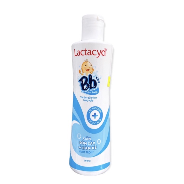 Lactacyd Bb sữa tắm gội trẻ em hàng ngày giúp giảm rôm sảy và hăm kẽ vượt trội (Chai 250ml)