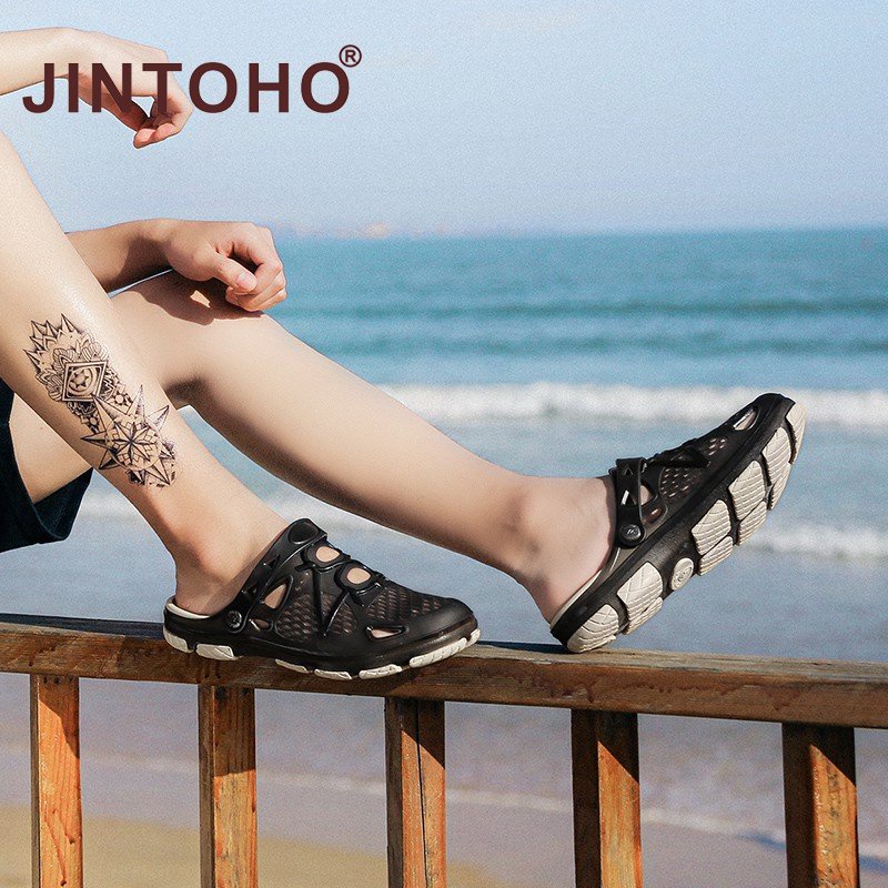 Dép sandal JINTOHO đục lỗ thời trang đi biển mùa hè cho cặp đôi size lớn 34~45