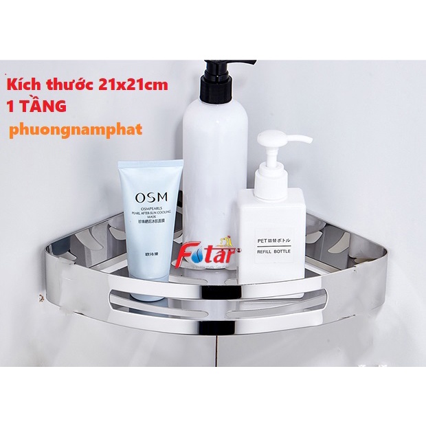 Kệ Sữa Tắm dầu gội trong nhà tắm INOX 304 KG15 KỆ GÓC TẤM 1 TẦNG, inox 304 sáng bóng chống han rỉ