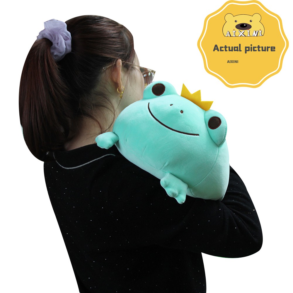 AIXINI 35/42cm Super Soft Squishmallow Frog Plush, Cute Frog Stuffed Animal with Smile Face, Squishy Frog Plush Pillow, Adorable Plush Frog Toy Gift for Kids Children Girls Boys, Unique Crown Frog Decoration