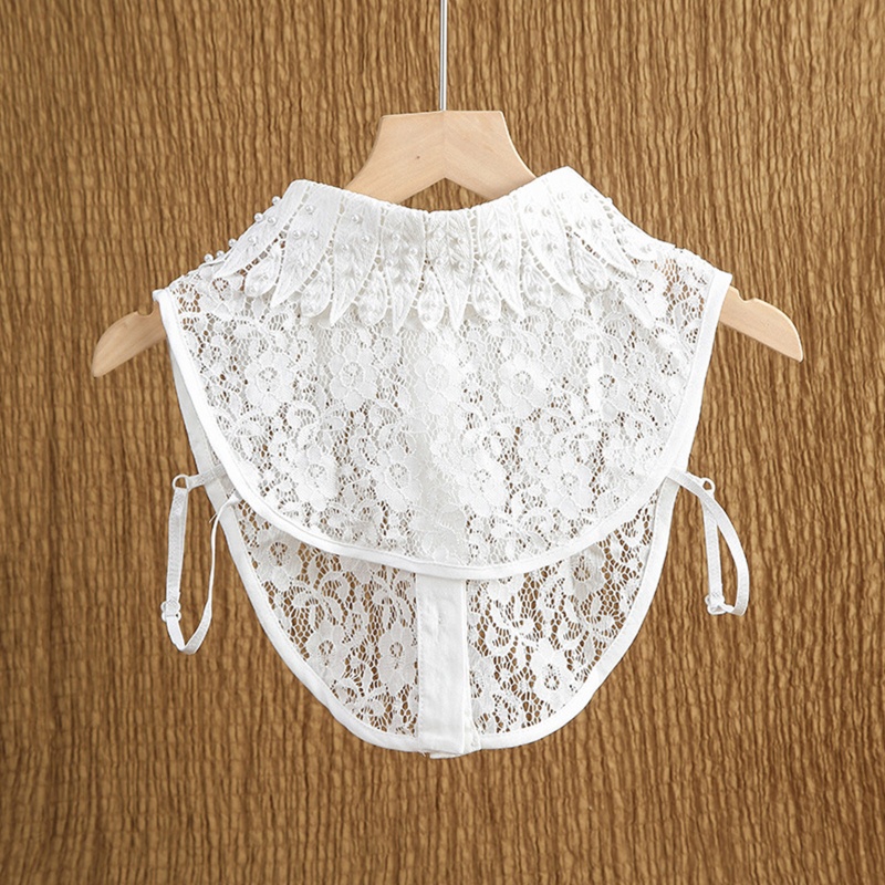 Cổ Áo Giả Ren Hoa Màu Trắng Đính Hạt Ngọc Trai Có Thể Tháo Rời Thanh Lịch Cho Búp Bê