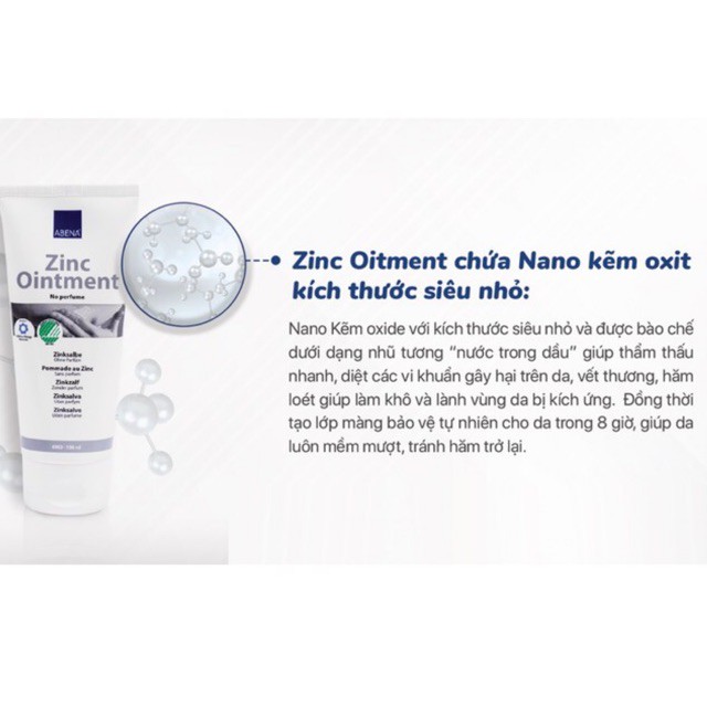 Kem hỗ trợ hăm Abena Zinc Ointment (15ml), hỗ trợ giảm mụn, dưỡng ẩm da