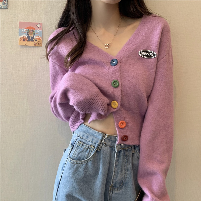 Áo khoác cardigan dệt kim tay dài cổ chữ V dáng rộng thời trang phong cách Hàn Quốc cho nữ | BigBuy360 - bigbuy360.vn