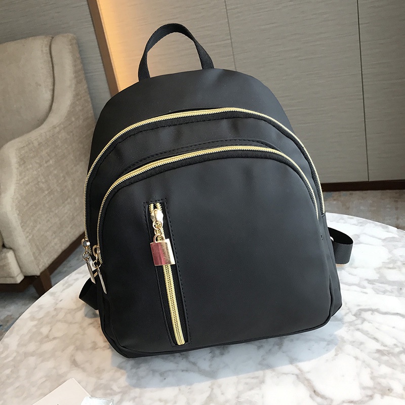 Balo Mini Màu Đen Siêu Nhẹ Phối Khóa Kéo Thời Trang Trẻ Trung