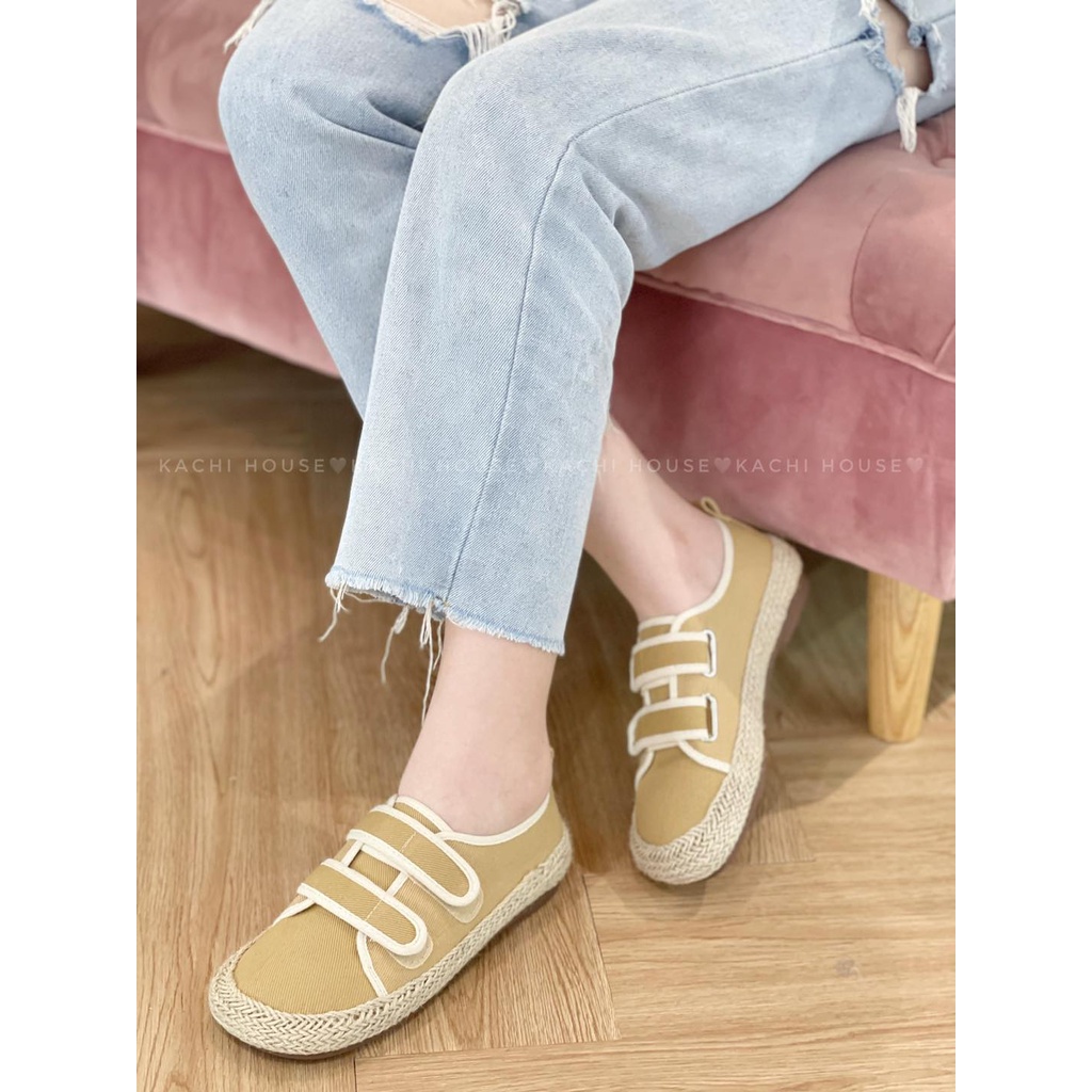 Bệt vải đế cói 2 quai dán 536-2- Kachi House