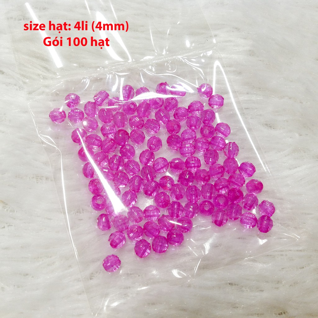 100 cườm nhựa acrylic size 4mm hạt xỏ vòng cute handmade
