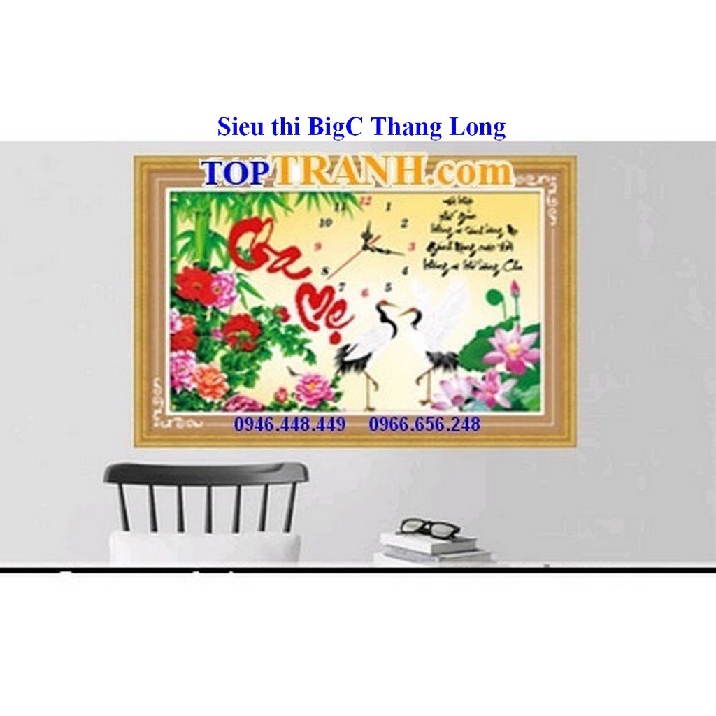 Tranh thêu chữ thập đồng hồ chữ cha mẹ cỡ nhỏ 223012 chưa thêu